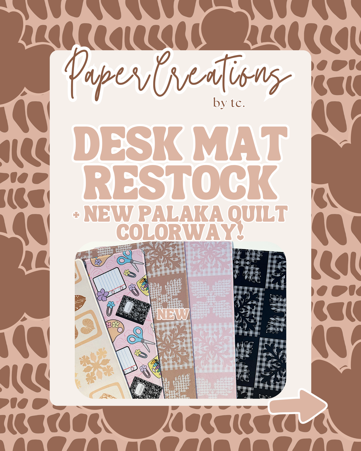 Full Size Desk Mat. Newly Added Design: Puas & Shells