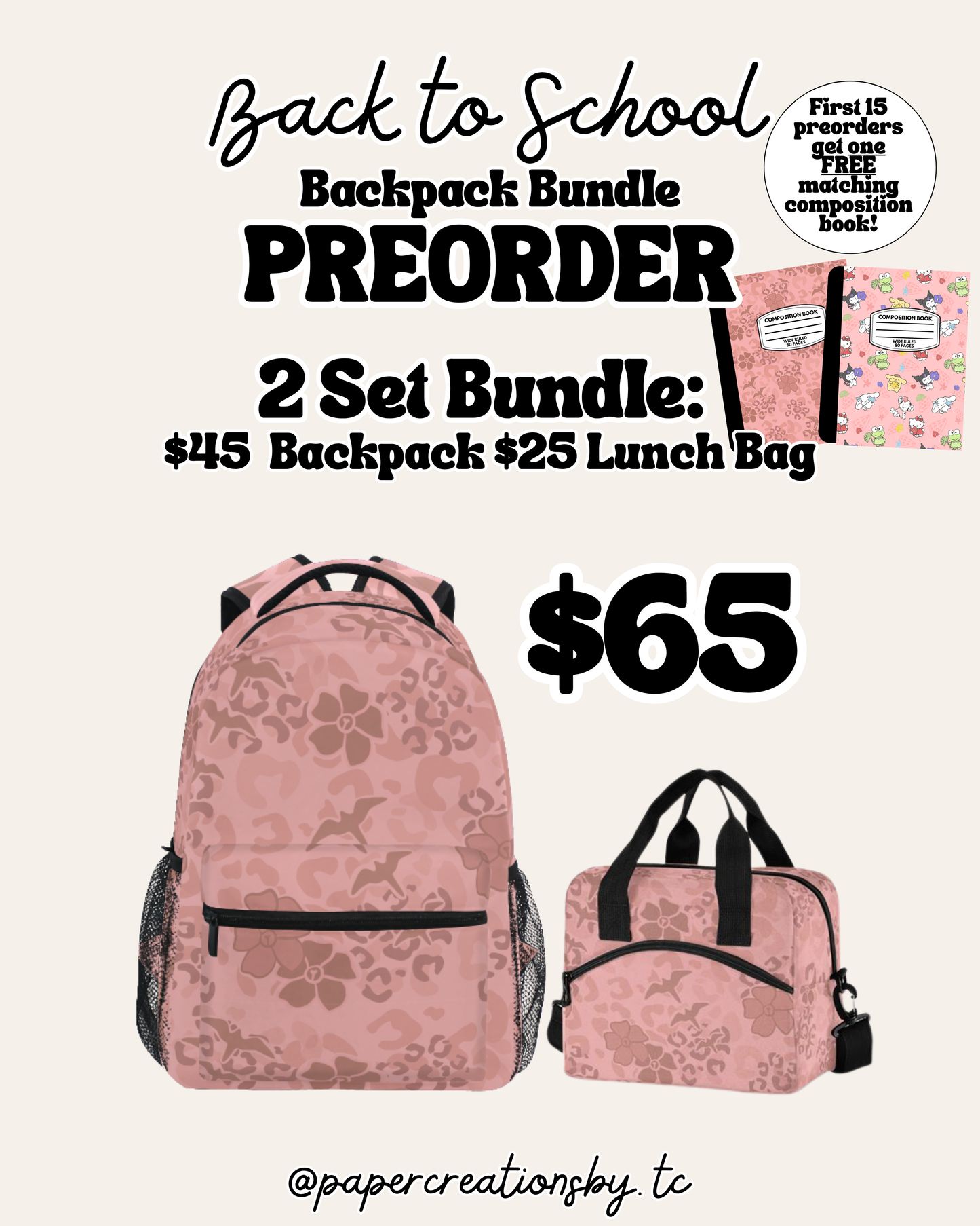 PREORDER: $65 Backpack Bundle.